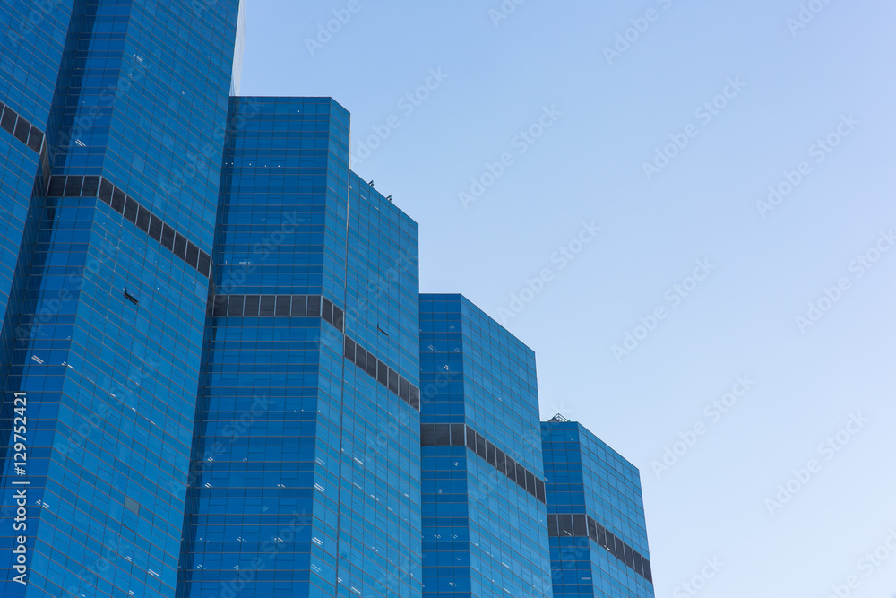 Building office in business district with blue sky
