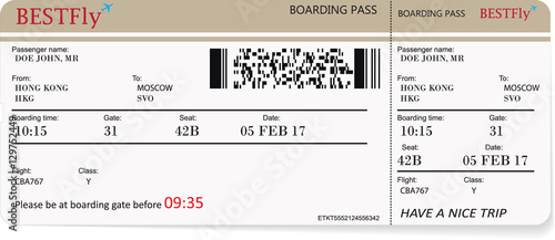 Vector illustration of pattern of a boarding pass or air ticket