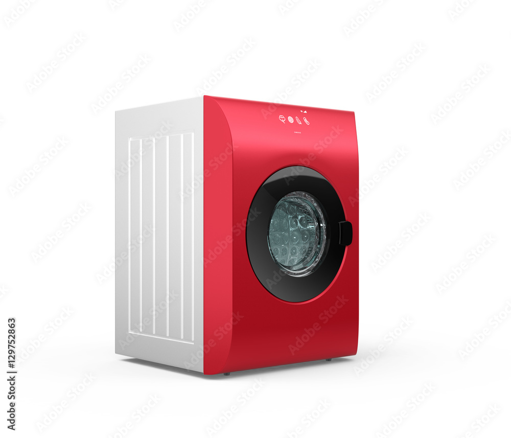 Modern drum washing machine with touch panel isolated on white background. 3D rendering image with clipping path. Modern drum washing machine with touch panel isolated on white background. 3D rendering image with clipping path.