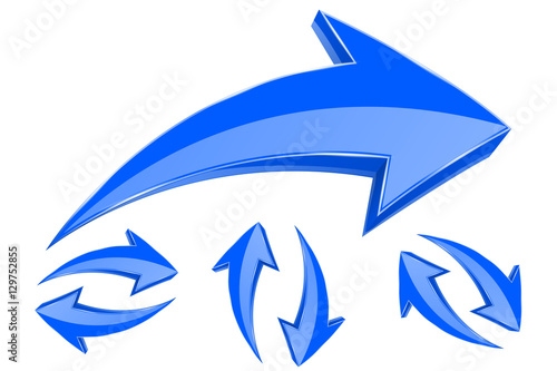 Arrows. Set of 3d blue arrows in circular motion