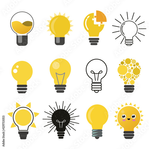 Light bulb, idea, creative flat vector icons set.