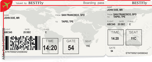 Vector illustration of pattern of a boarding pass or air ticket