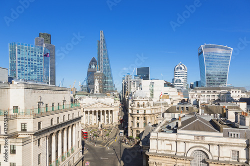 The bank district of central London with famous skyscrapers and photo