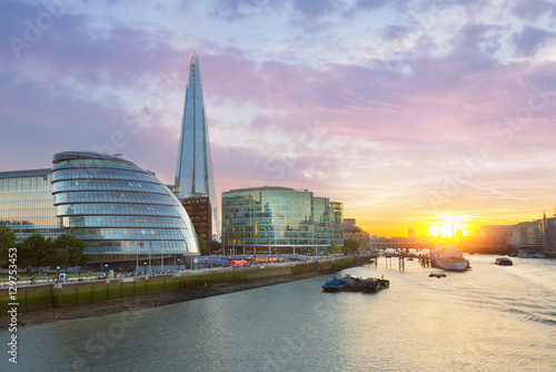 Photography London City Hall with sunset