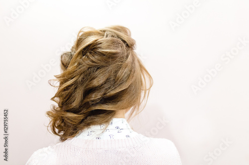 Rear View of hairstyle of blond Hair Woman