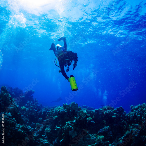Underwater cameraman on the reaf