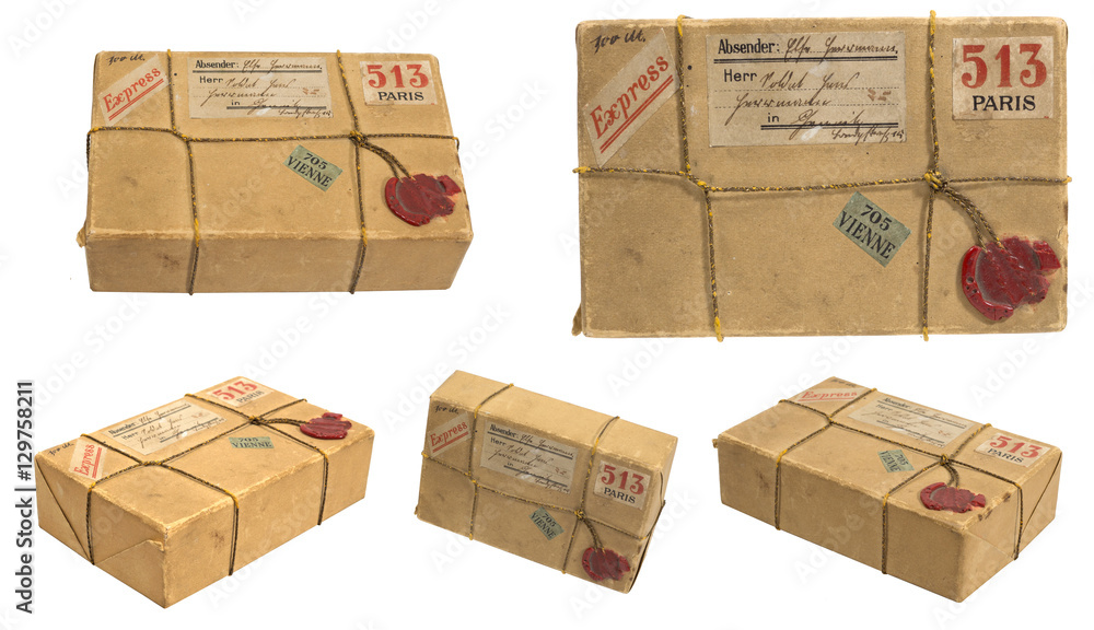 schönes altes paket mit adresse, postpaket Stock Photo | Adobe Stock