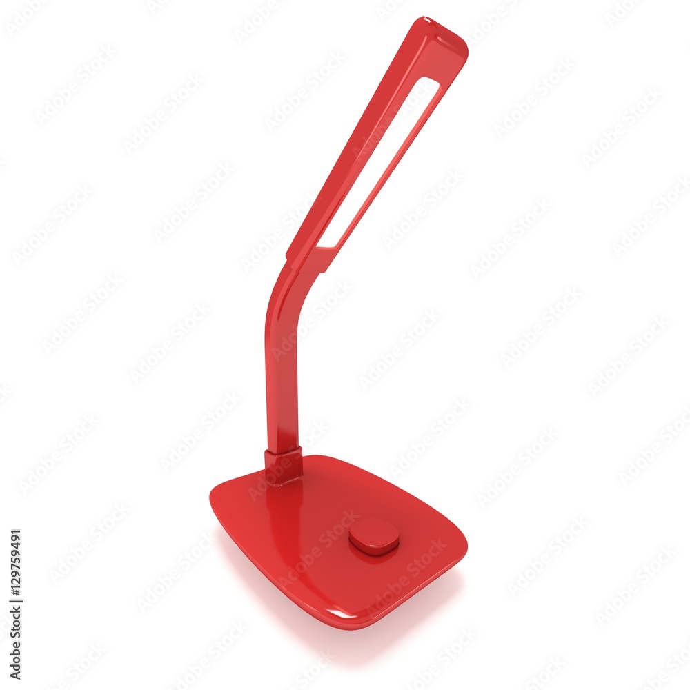 Led Sensor Desk Red Lamp. 3D render isolated on white background. Template for Object Presentation.