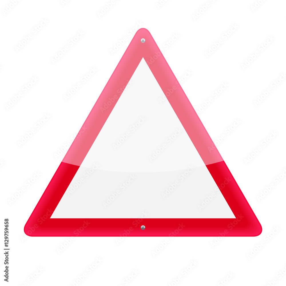 Blank red and white triangular warning road sign Blank red and white triangular warning road sign