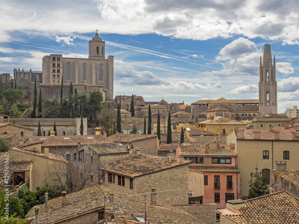 Luftaufnahme der Altstadt von Girona, Spanien