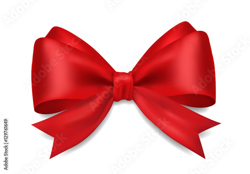 Decorative 3D red bow on white background