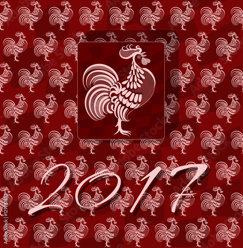 Rooster maroon seamless wallpaper