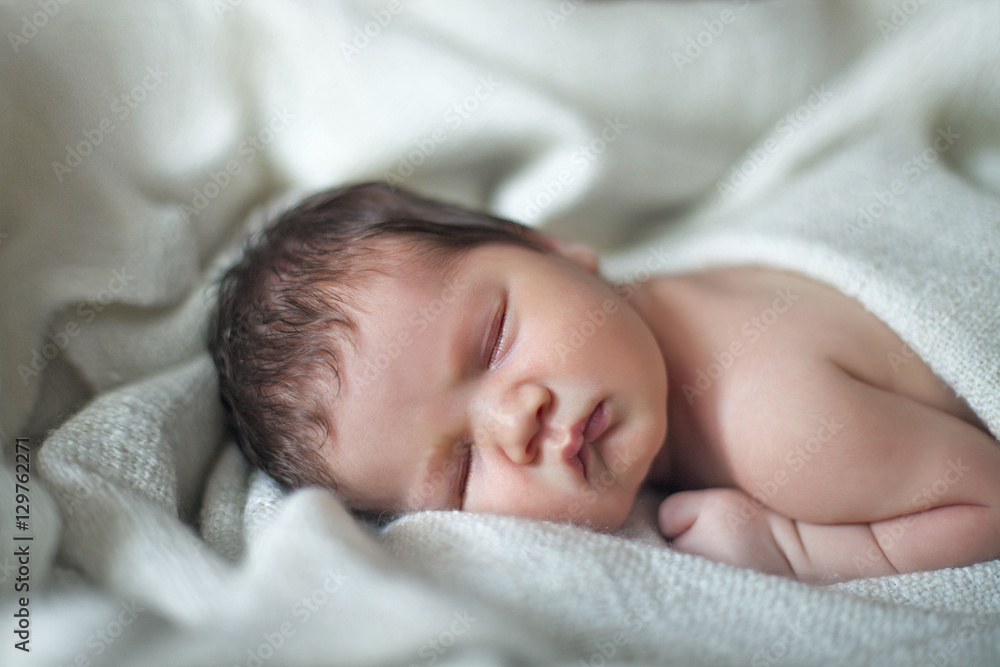 beautiful newborn sleeping baby. close-up portrait beautiful newborn sleeping baby. close-up portrait