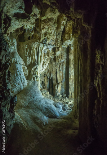 Speleothems in solutional karst cave. Emine-Bair-Khosar