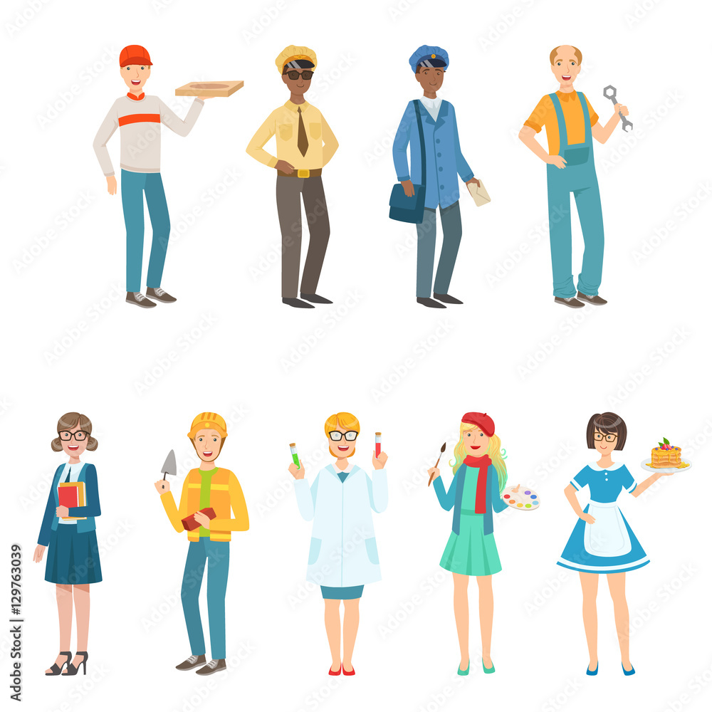 People With Different Professions In Classic Outfits Collection.