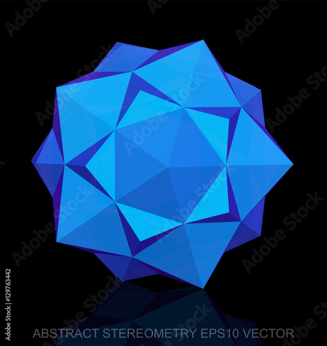 Abstract geometry: low poly Blue Dodecahedron. EPS 10, vector.