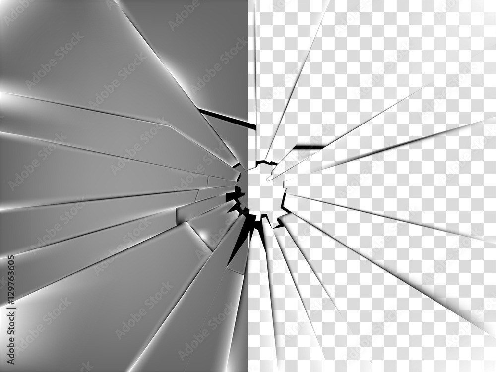 Obraz premium realistic broken window's glass vector 