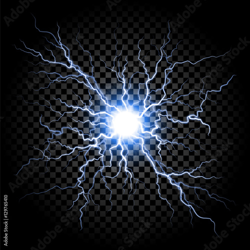 Lightning flash light thunder on transparent background