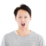 angry asian young casual man portrait