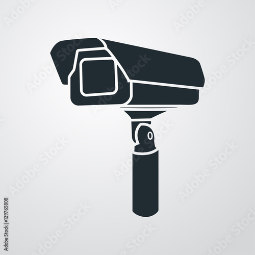 Icono plano camara de vigilancia en fondo degradado