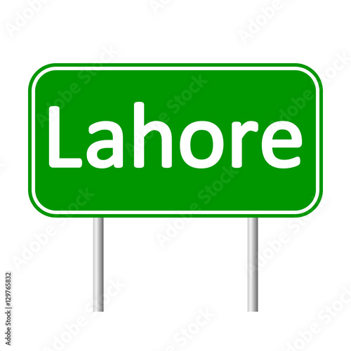 Lahore road sign isolated on white background.