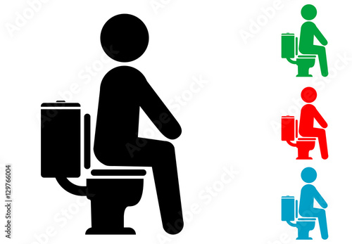 Icono plano hombre sentado en inodoro varios colores