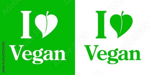 Icono plano i love Vegan cuadrado verde y blanco