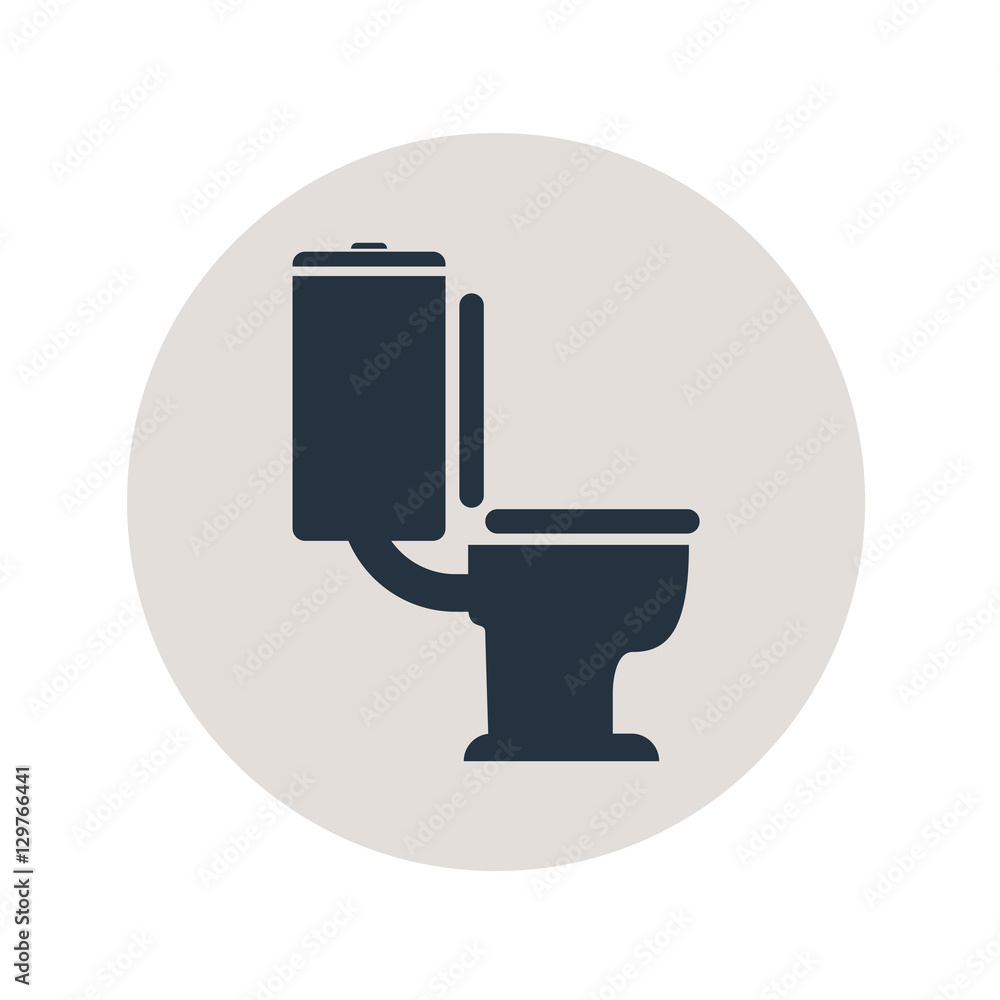 Icono plano WC en circulo gris Stock Vector | Adobe Stock