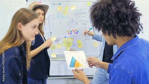 Four young people work on very important project