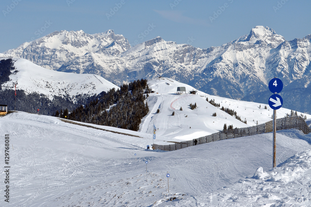 Ski piste in the Austrian Alps