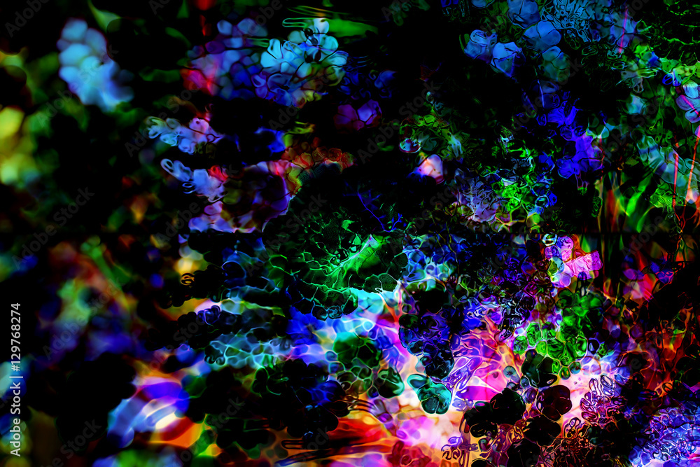 Abstract colorful design with flower. Computer art.