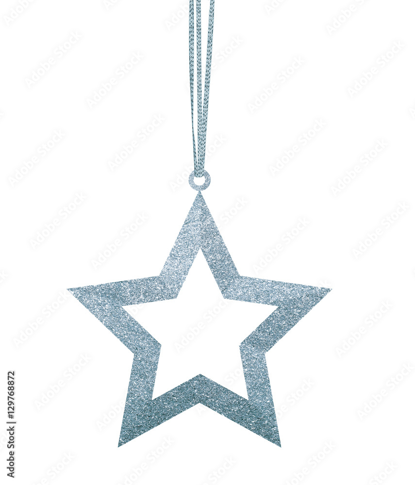 Silver Christmas star isolated on white background Silver Christmas star isolated on white background