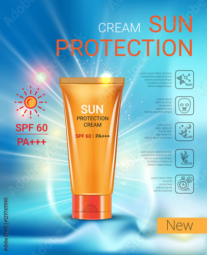 Vector Illustration with sun protection tube.