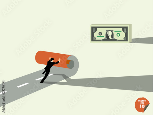 business man create own way to dollar money,business success concept
