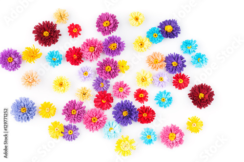 Fototapeta Naklejka Na Ścianę i Meble -  Small, colorful paper flowers made with quilling technique
