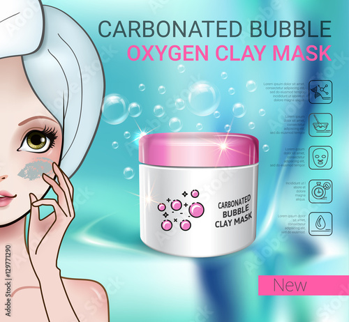 Vector Illustration with Manga style girl and carbonated bubble mask