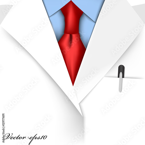 realistic graphic design vector of doctor suit with red necktie

