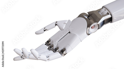 Mechanical Robotic Hand on White Background 3d Illustration
