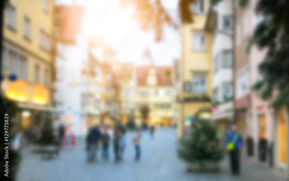 Defocused blur street background. Lindau, Germany.