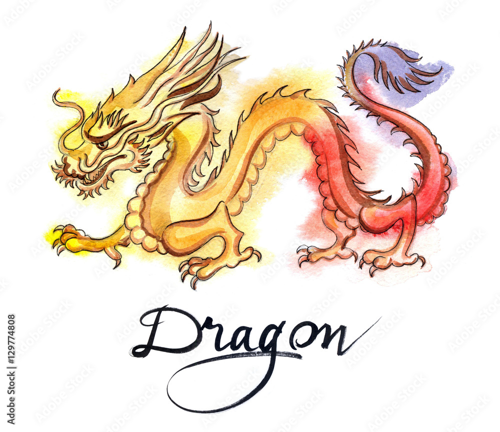 Fototapeta premium Yellow-red dragon