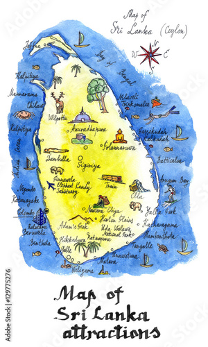 Map of Sri Lanka attractions