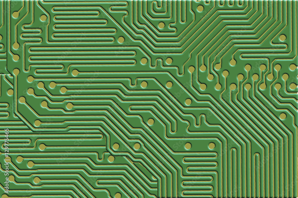 Printed circuit board background in green and yellow Printed circuit board background in green and yellow