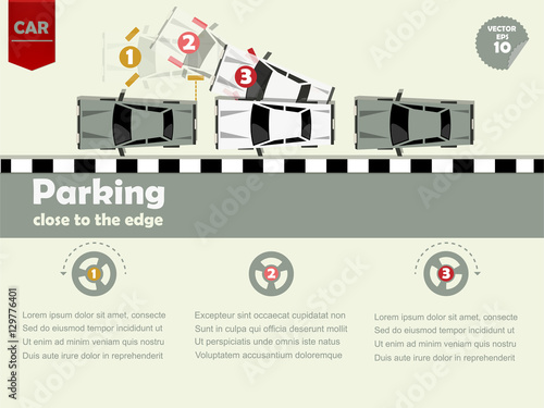 info graphic how to parking close to the edge,drive car concept

