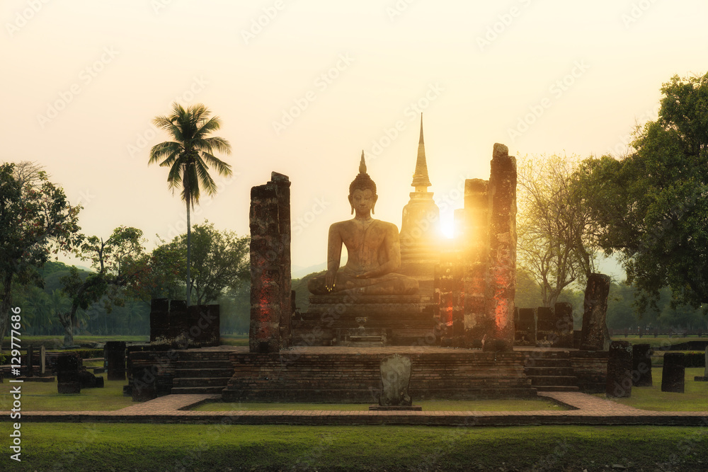 Buddha Statue at Wat Mahathat in Sukhothai Historical Park at Sukhothai 
