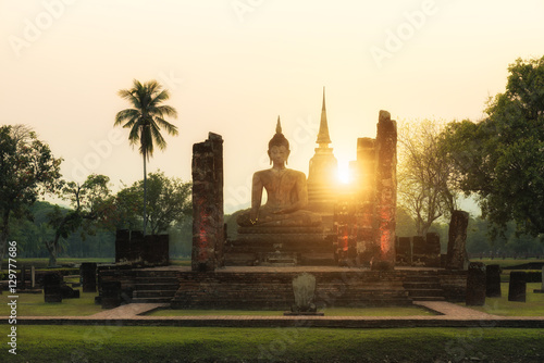 Buddha Statue at Wat Mahathat in Sukhothai Historical Park at Sukhothai 
