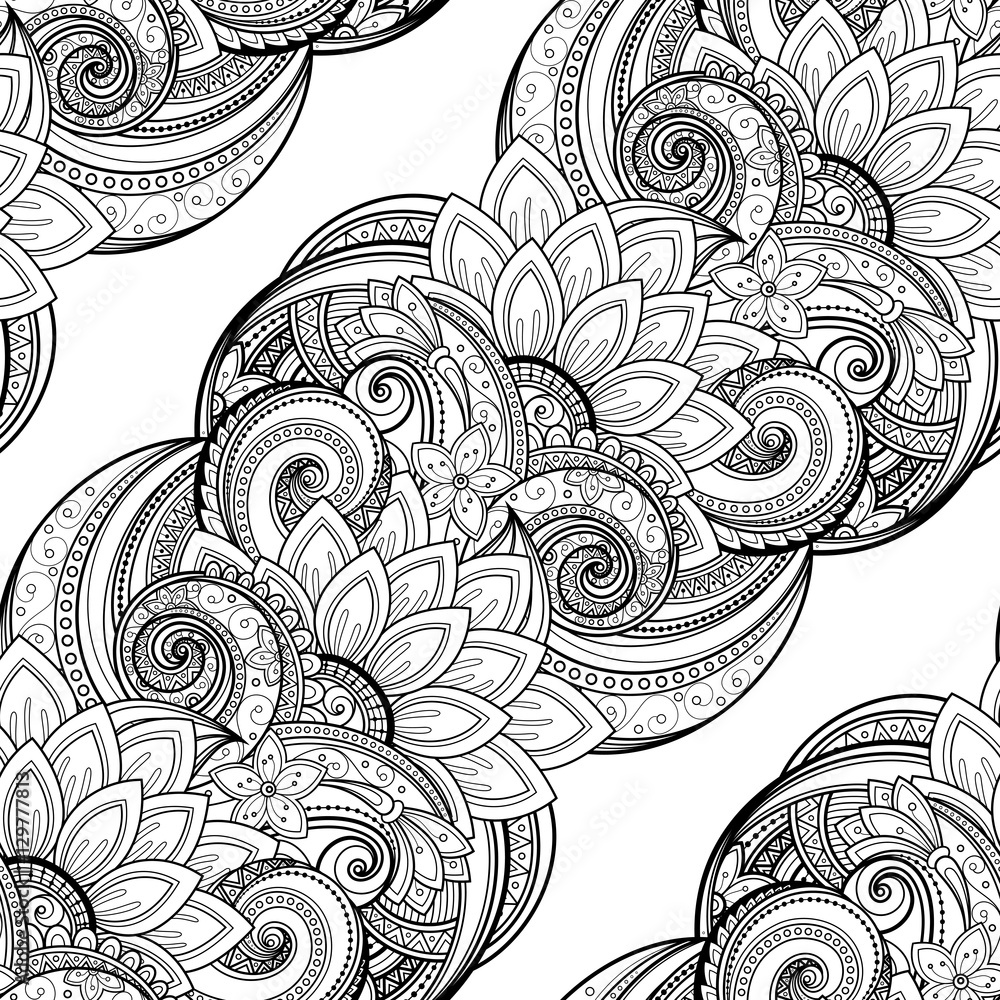 Vector Seamless Monochrome Floral Pattern Vector Seamless Monochrome Floral Pattern