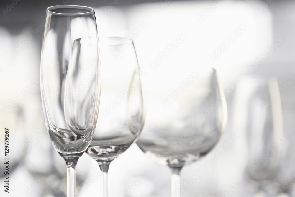 Glasses for different drinks, closeup Glasses for different drinks, closeup
