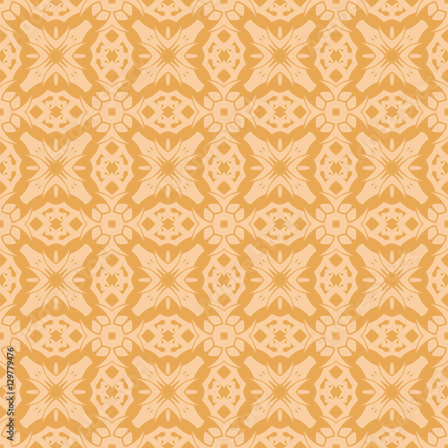 Orange Ornamental Seamless Line Pattern. Endless Texture. Oriental Geometric Ornament