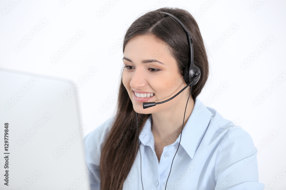 Call center operator in office Call center operator in office