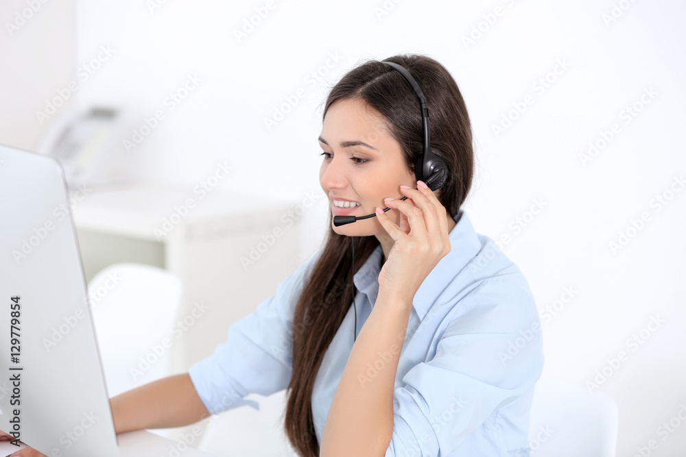 Call center operator in office Call center operator in office